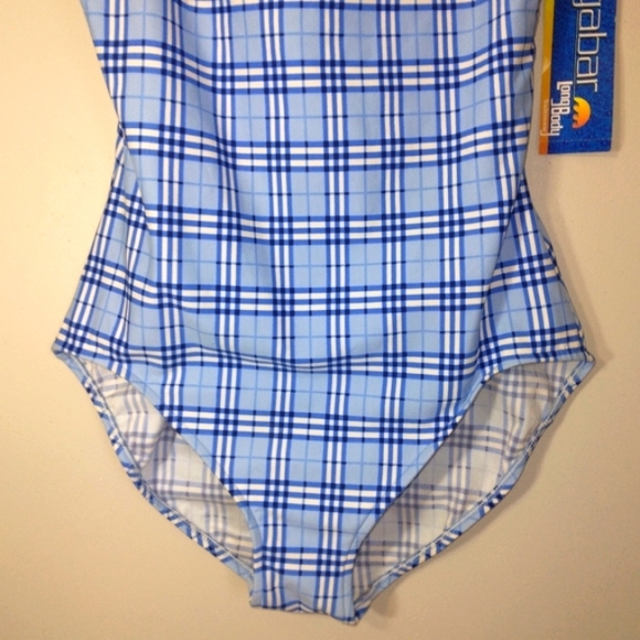 NWT GABAR Swimwear Periwinkle Plaid One Piece w/ built-in padding Size 16L - Picture 4 of 12